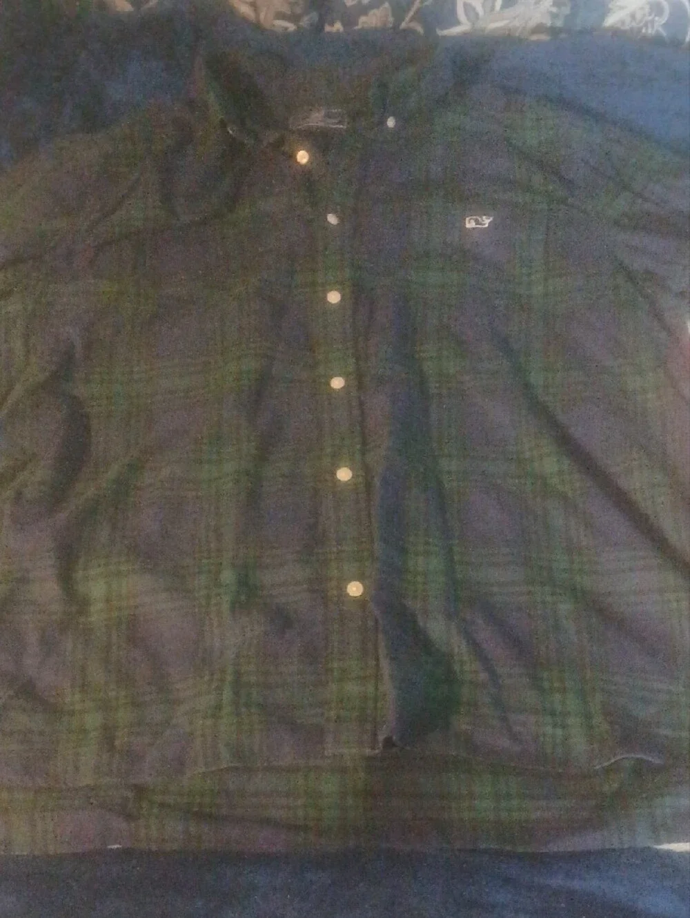 Vineyard Vines Green and Navy Plaid Button-Down Shirt